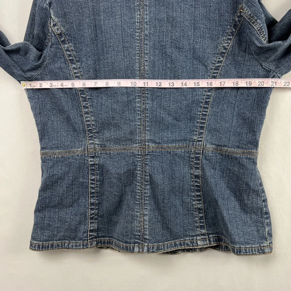 St. John's Bay Denim Blazer Womens PXL Petite Jeans Jacket 3 Button Up Casual - Picture 9 of 13